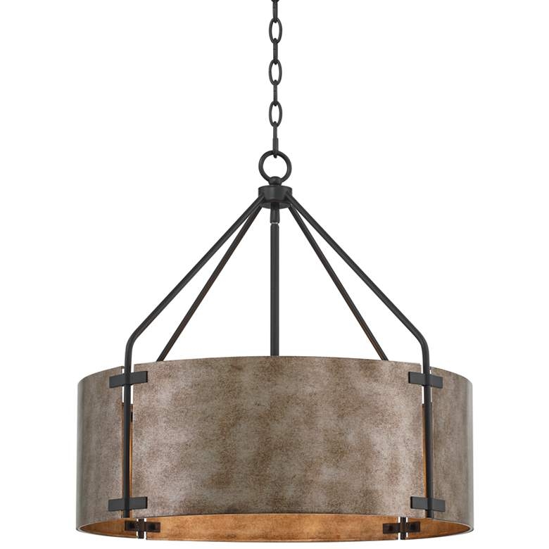 Possini Euro Julian 22" Wide Rustic Silver Metal Drum Pendant Light - Image 1