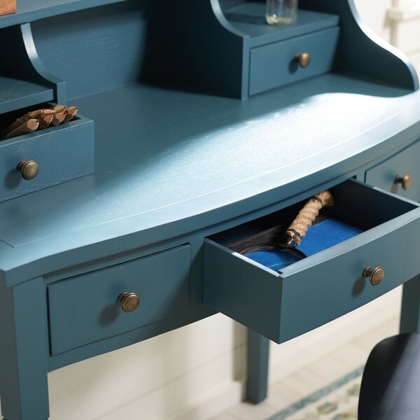 Landon 5 Drawer Writing Desk - Slate Teal - Safavieh - Image 2