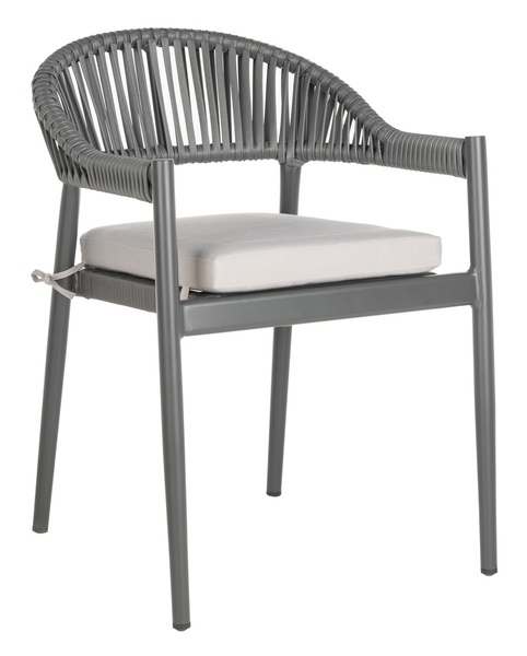 Greer Stackable Rope Chair - Grey/Grey Cushion - Safavieh - Image 0