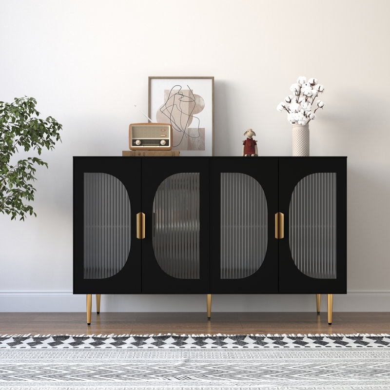 Jasminerose Modern Sideboard with Adjustable Shelves and 4 Glass Doors - Image 0