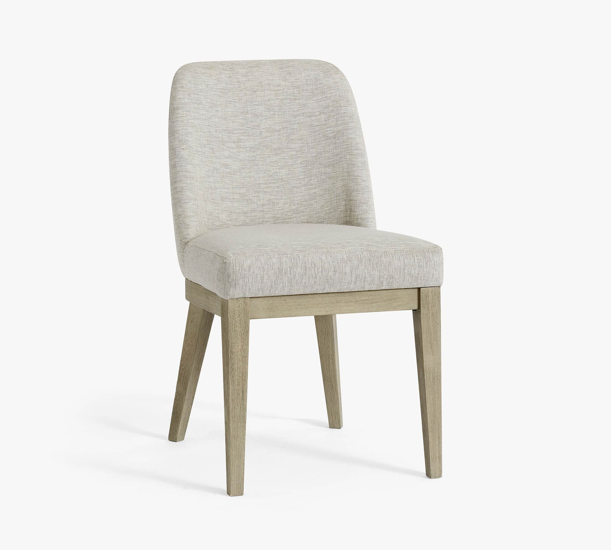 Layton Upholstered Side Dining Chair, Seadrift Legs, Performance Heathered Basketweave Dove - Image 2