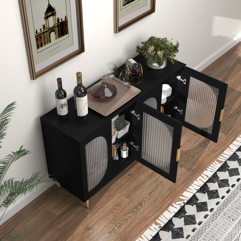 Jasminerose Modern Sideboard with Adjustable Shelves and 4 Glass Doors - Image 1