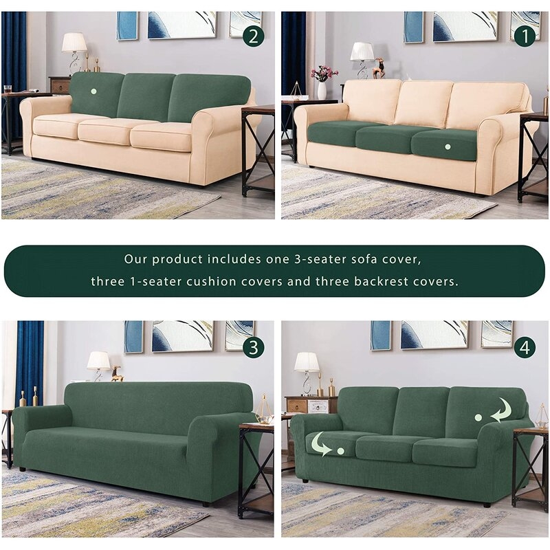 Separate Seat Backrest Box Cushion Sofa Slipcover - Image 2