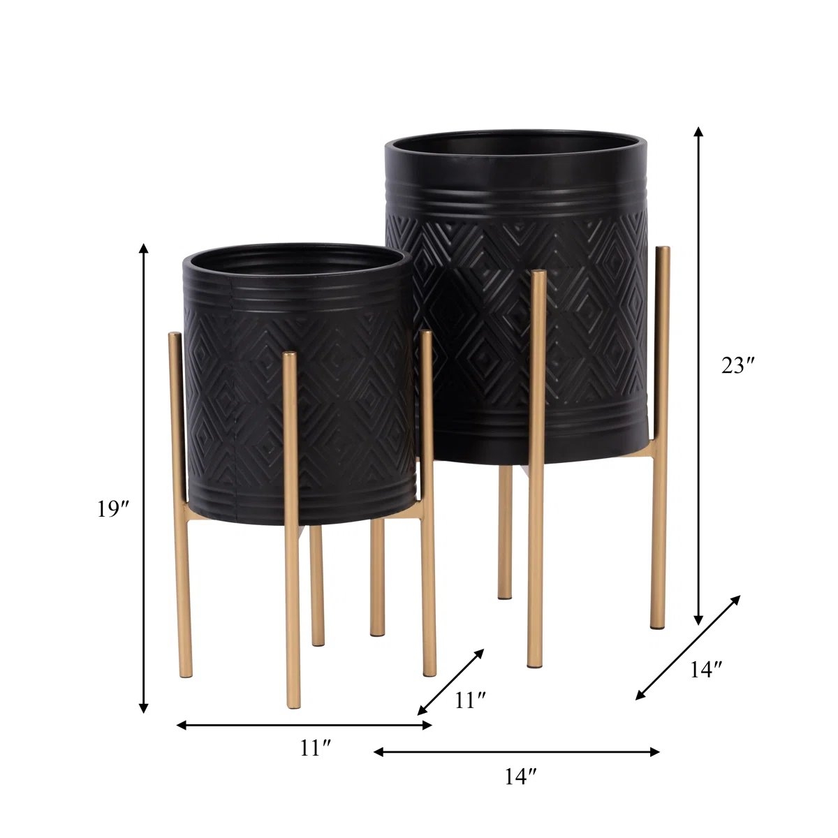 Aida 2 - Piece Metal Pot Planter Set - Image 2