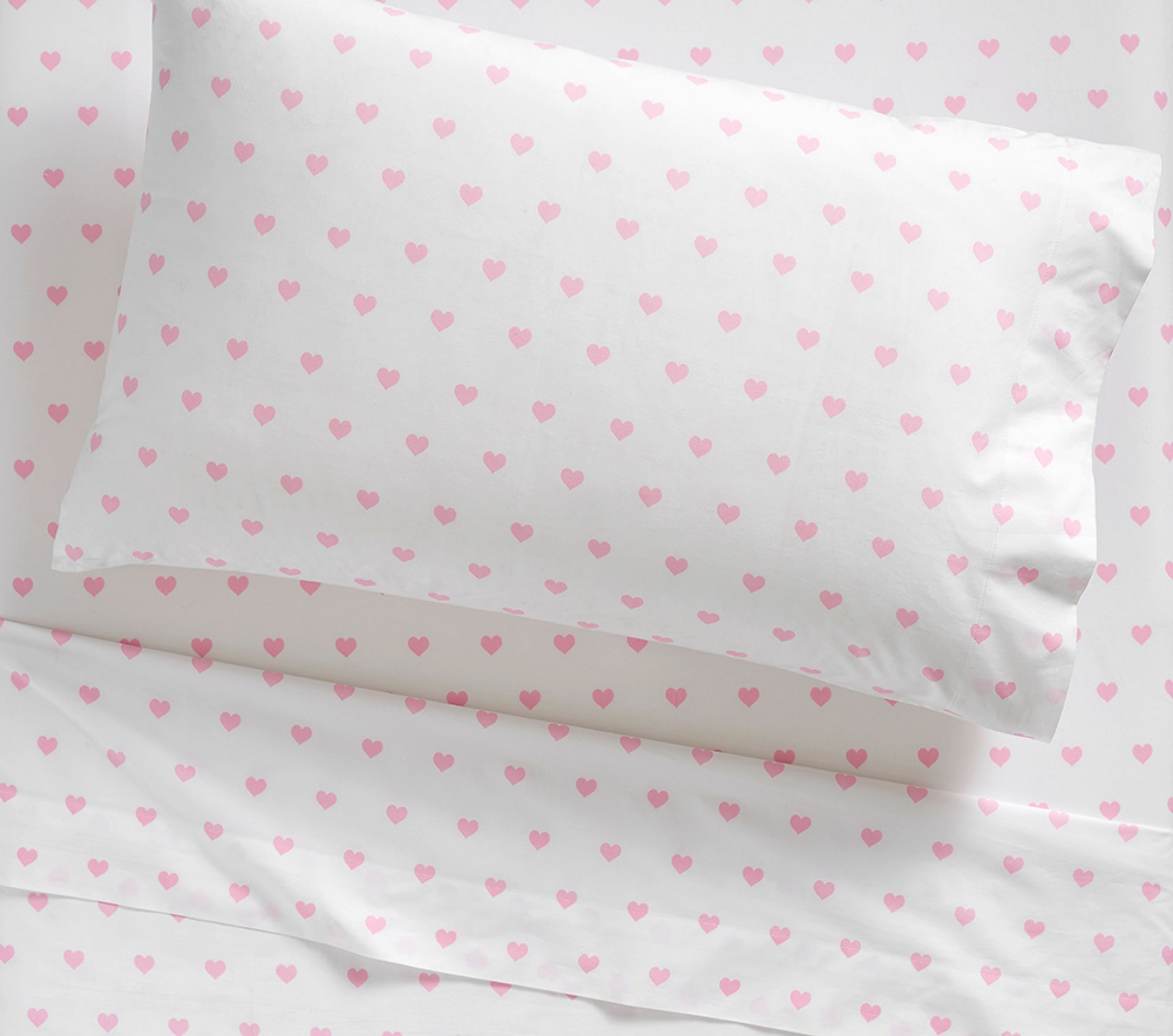 Organic Heart Sheet Set, Twin, Pale Pink - Image 0