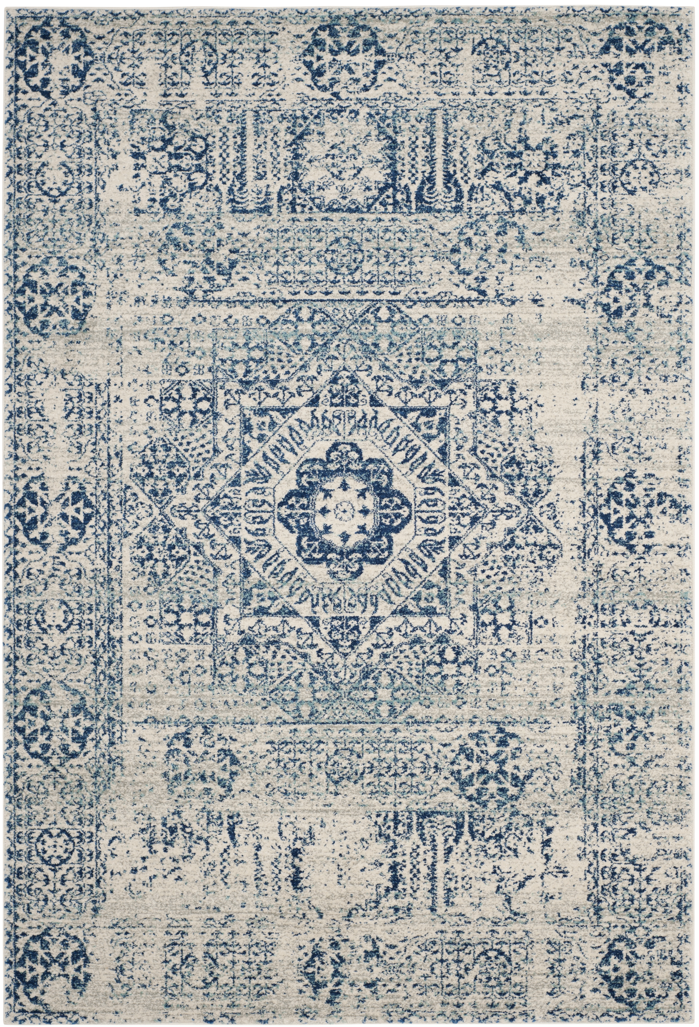 Arlo Home Woven Area Rug, EVK260C, Ivory/Blue,  6' 7" X 9' - Image 0