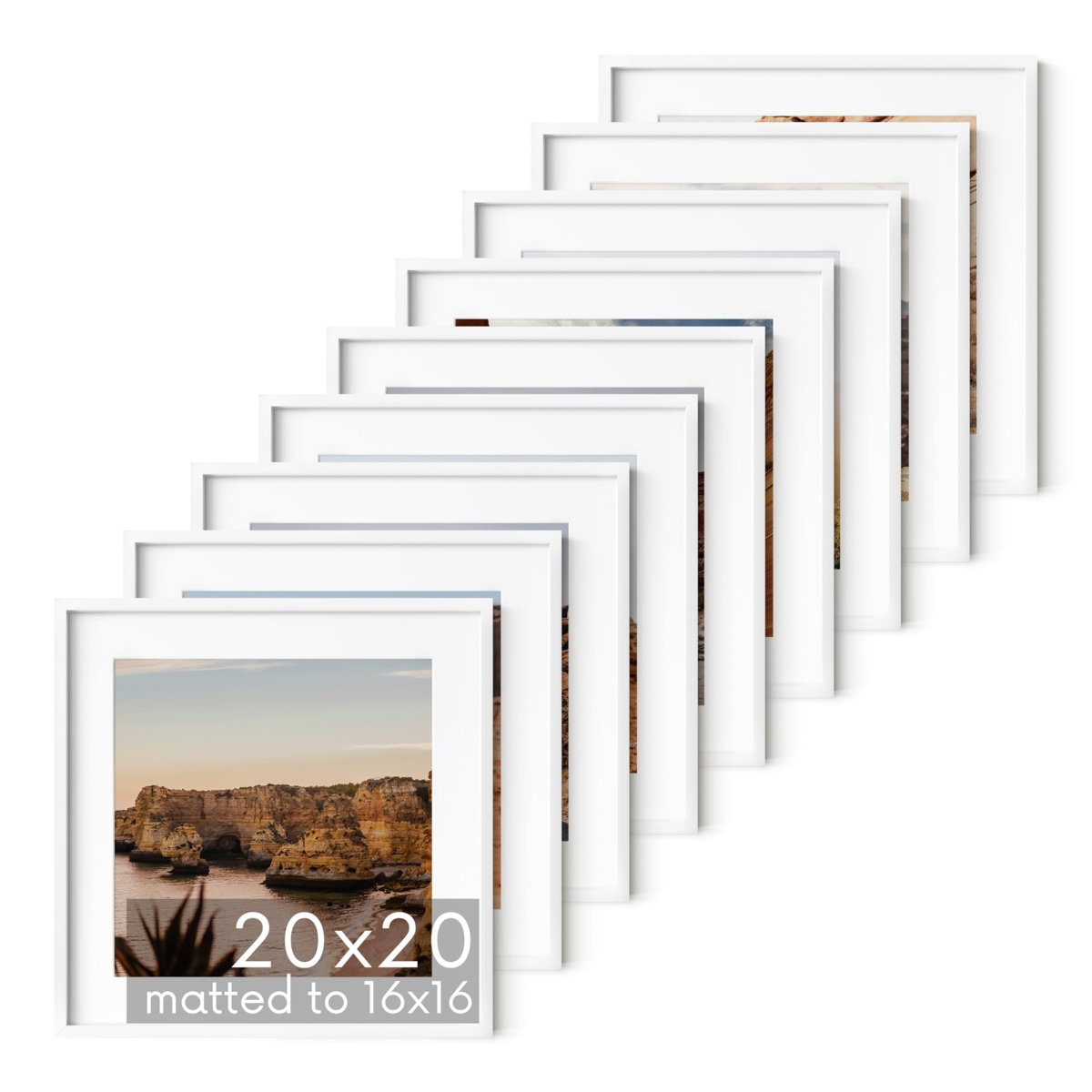 Solid Wood Picture Frame - Set of 9 with Mat (Set of 9) - Image 0