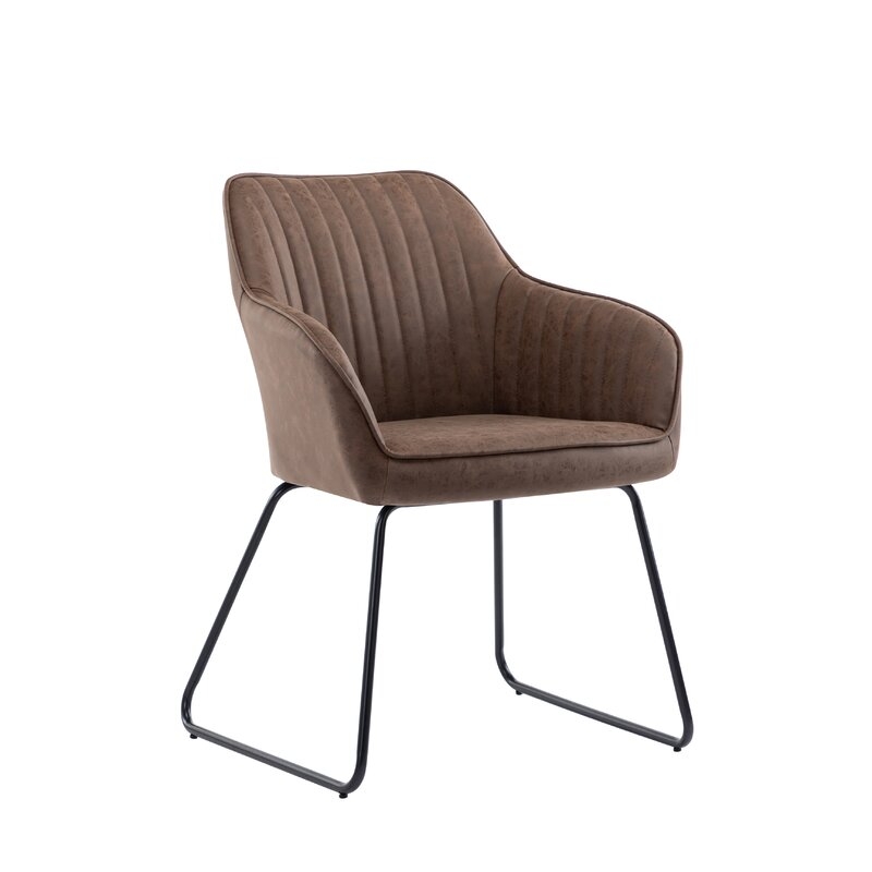 Almaraz PU Leather Upholstered Dining Chair with Metal Legs - Image 1
