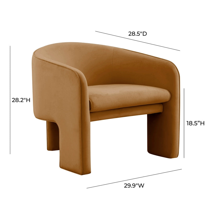 Marla Cognac Velvet Accent Chair - Image 1