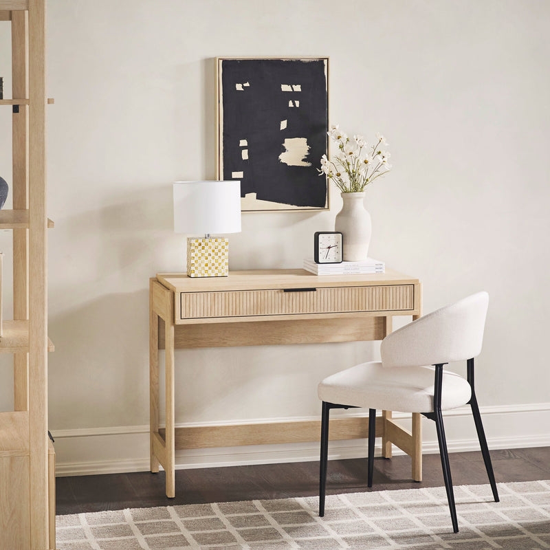 Holmes Modern Scandinavian Reeded Writing Desk with Lift Top - Image 0