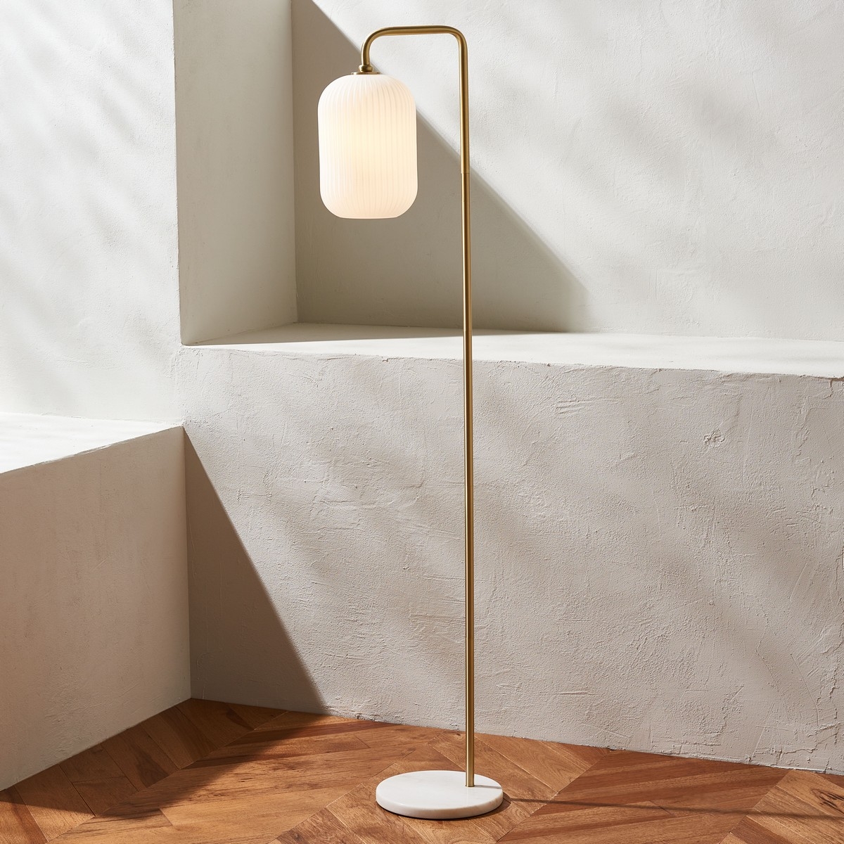 Santina 60" Floor Lamp - Gold/White Marble - Image 2