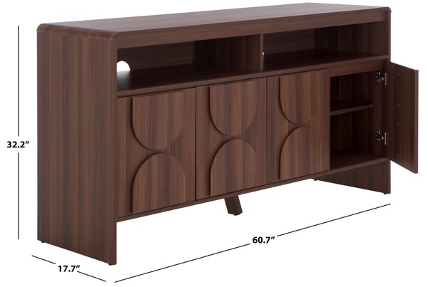 Arsenio 4 Door 2 Shelf Sideboard - Walnut - Image 1