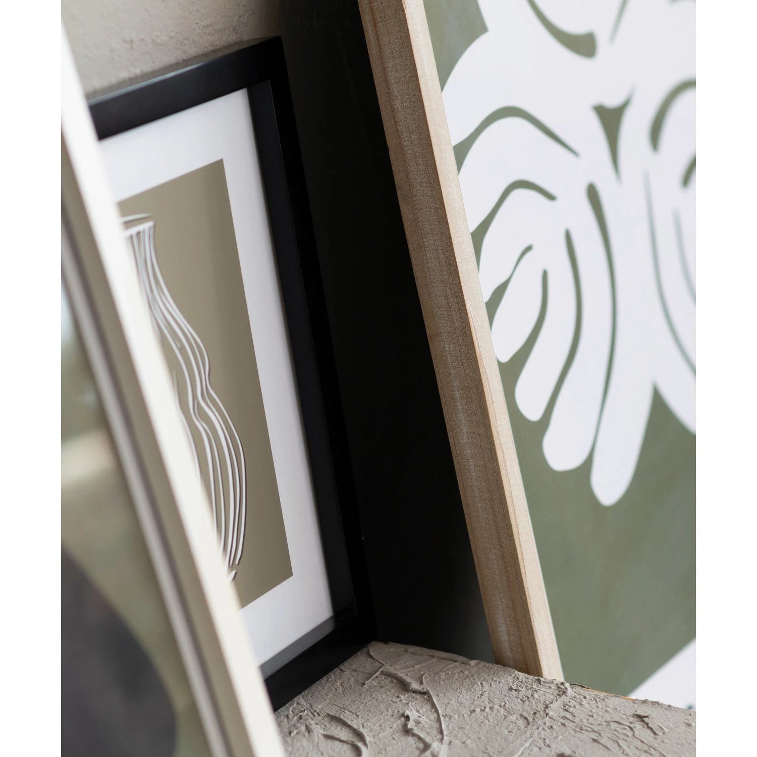  Wood Framed Glass Wall Décor with Vase Print, Beige and White - Image 1
