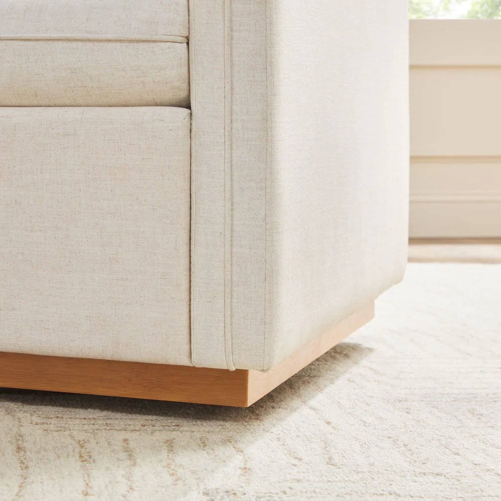 Nash Modern Farmhouse Easy Assembly Linen Swivel Accent Chair - Image 2