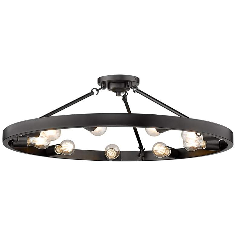 Golden Castile 32" Wide Matte Black 9-Light Ring Ceiling Light - Image 0