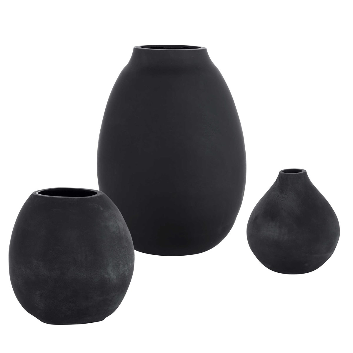 Hearth Matte Black Vases, Set/3 - Image 0