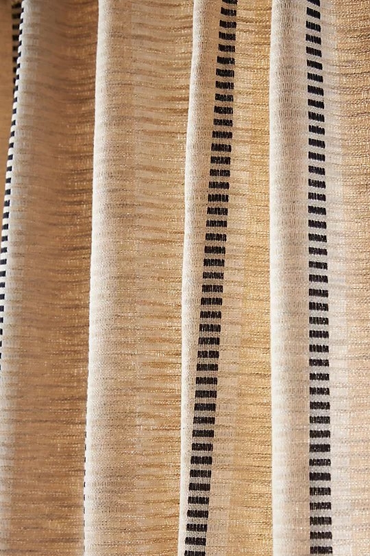 Pieced Stripe Cotton Blend Woven Curtain - Image 1