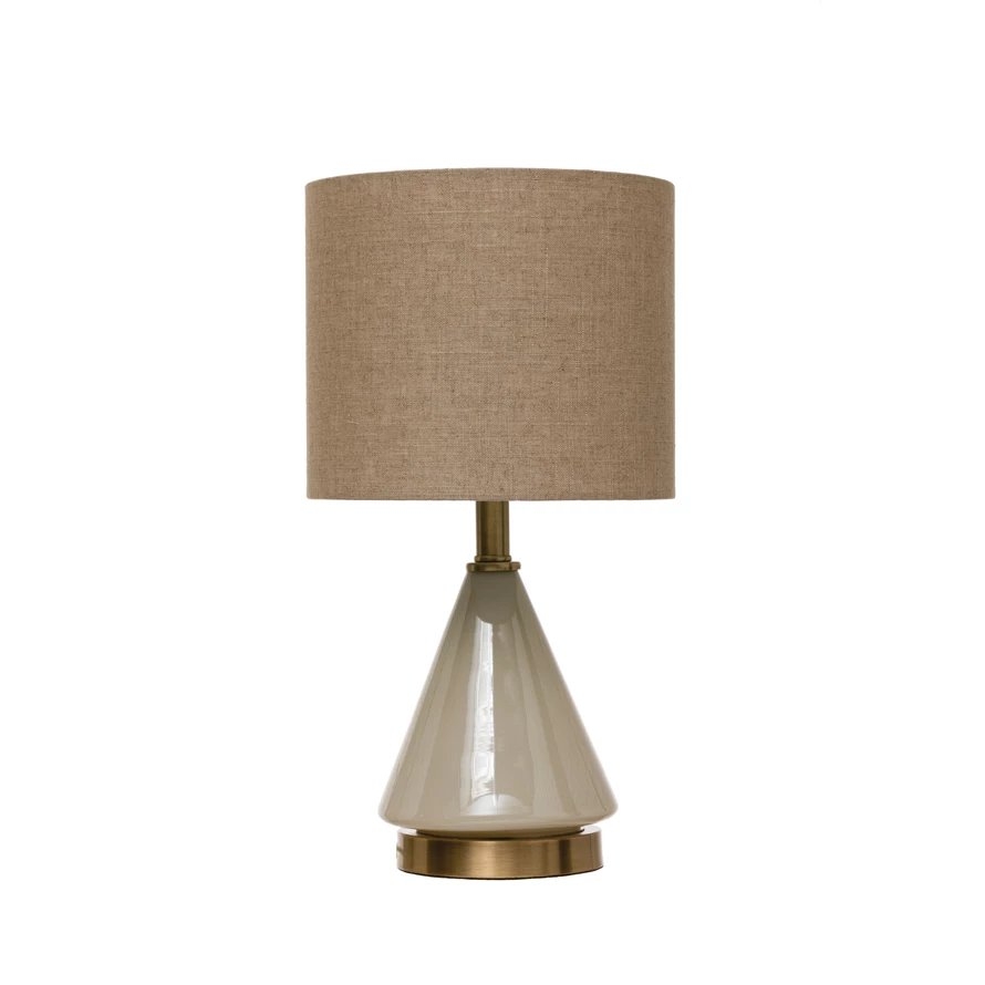 20 in. Glass Table Lamp with Cream Linen Shade with Inline Switch - Image 0