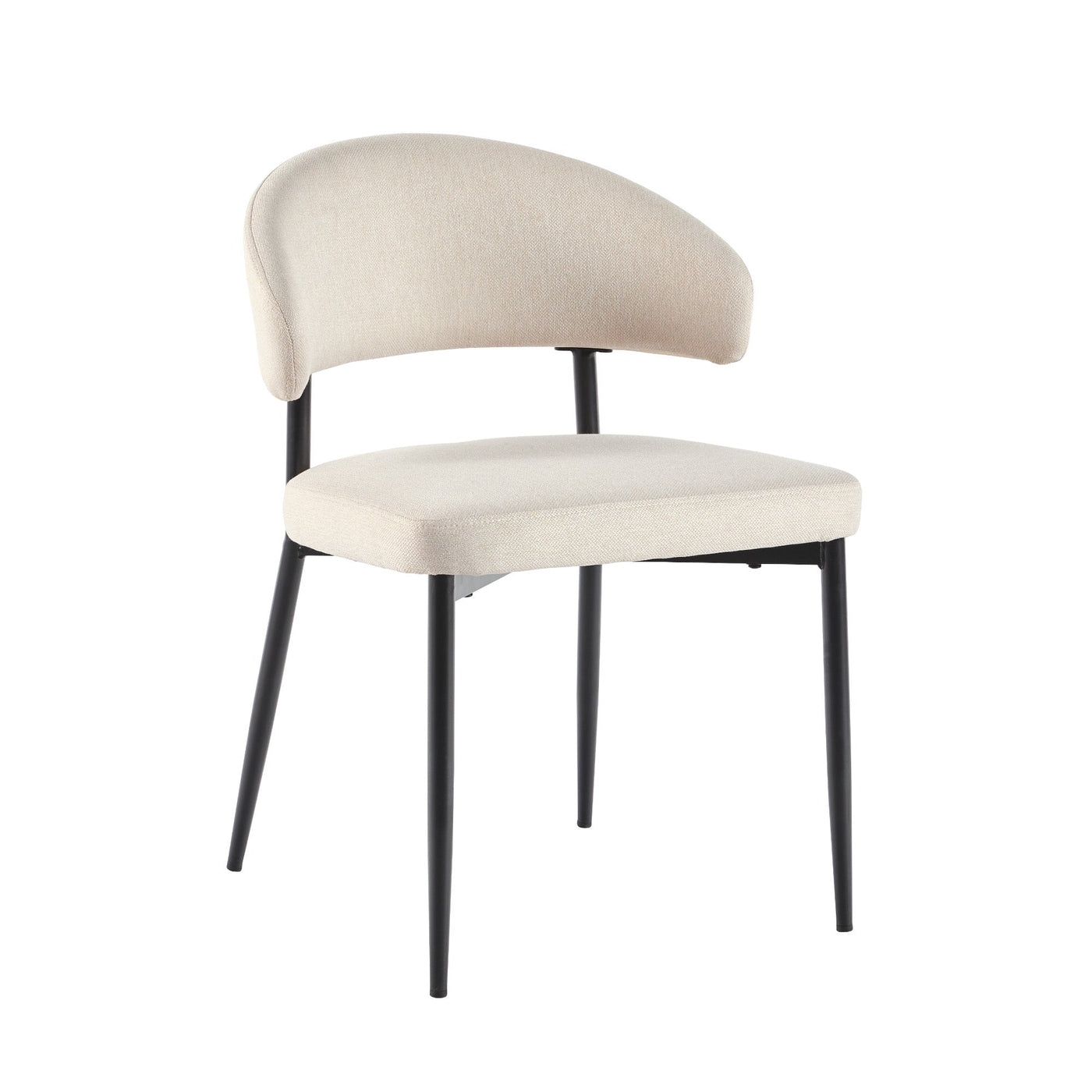 Modern Curved Back Upholstered Dining Chair, Set of 2, Ivory - Image 1