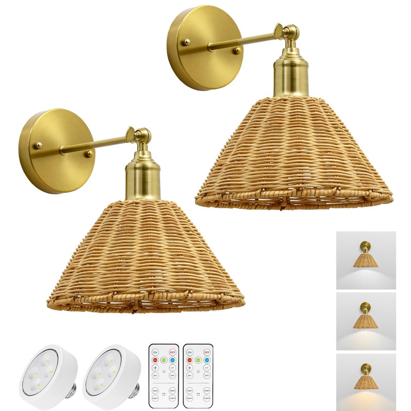Rattan Battery Operate Wall Sconce - Image 4
