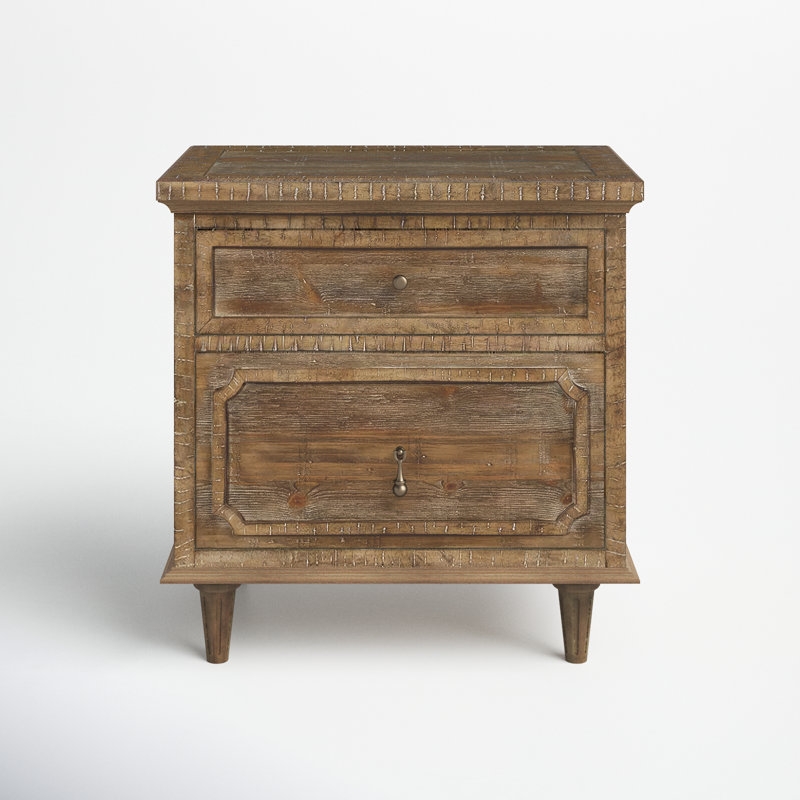 Rahul Rustic Nightstand with USB - Image 0