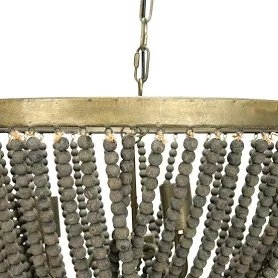 2-Tier Draped Wood Bead Chandelier - Image 2