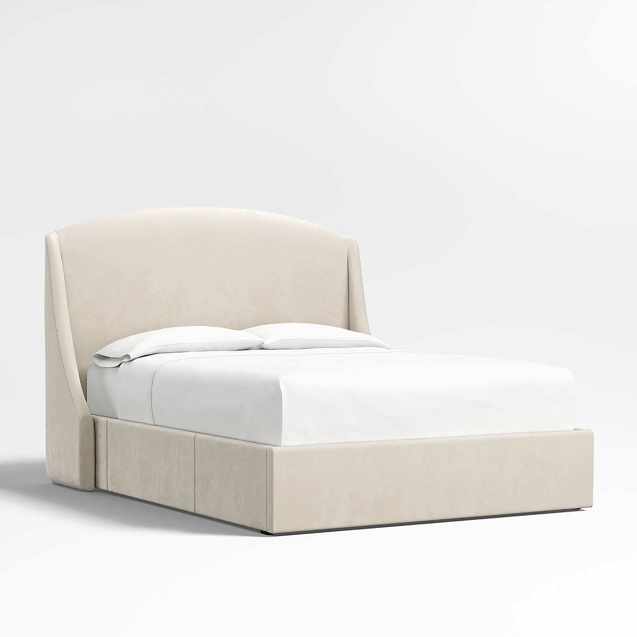 Lafayette 56" Beige Upholstered Queen Headboard with Storage Bed Base - Image 0