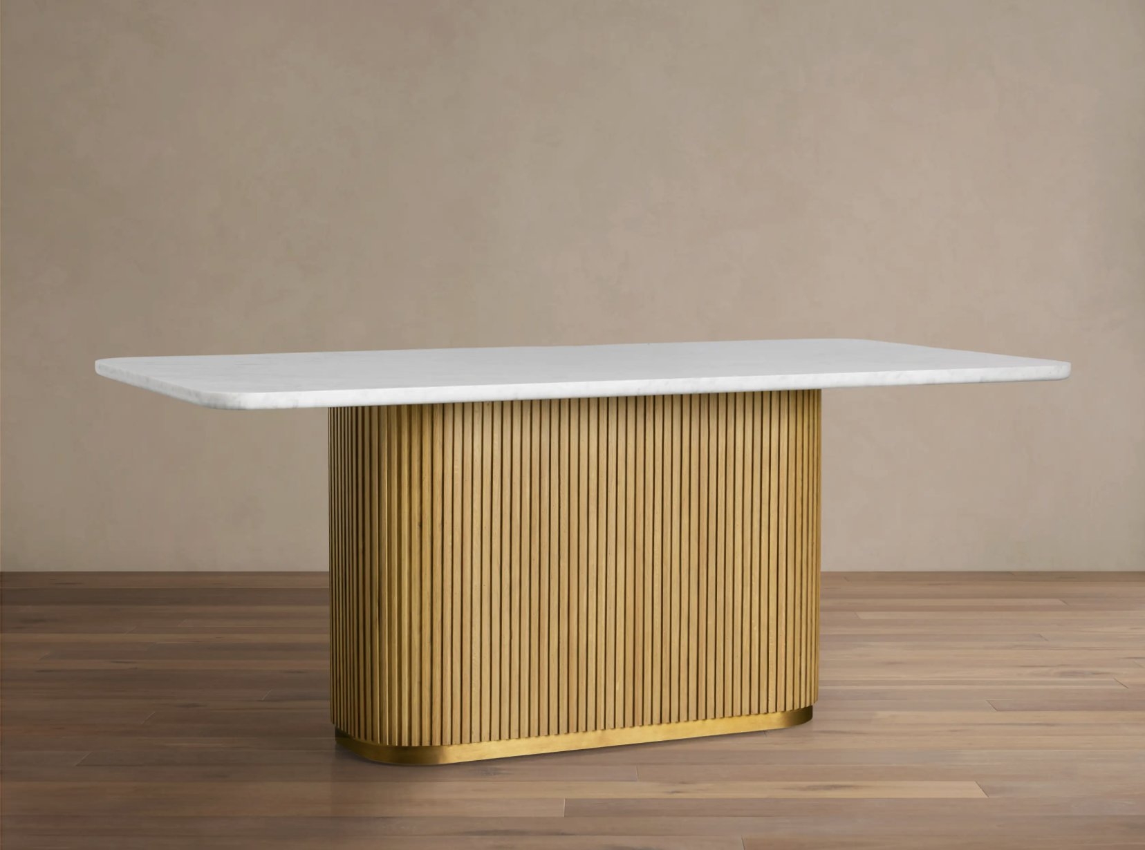 Finnley Dining Table in Stone 84" White  Honey/Carrara - Image 2