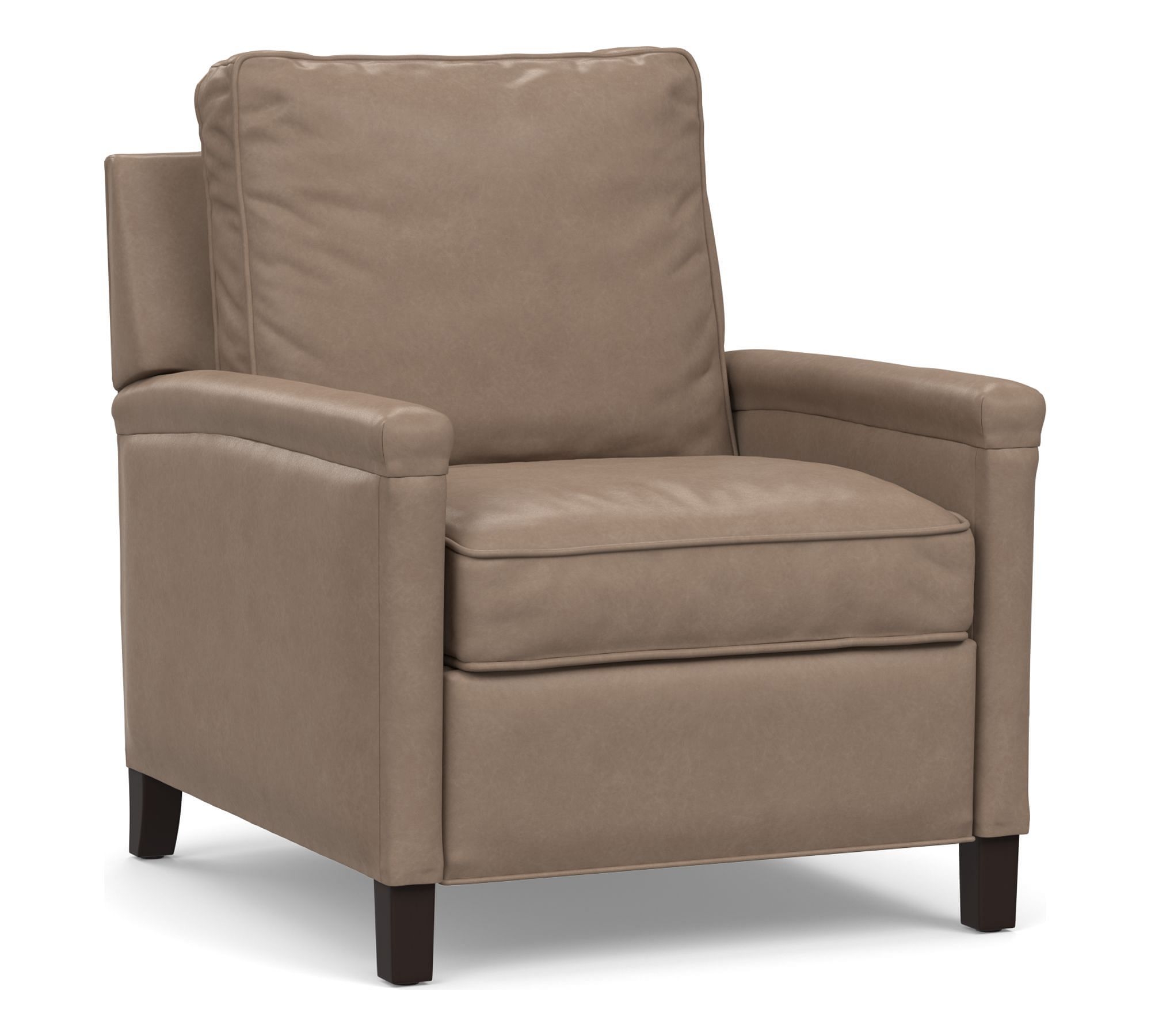 Tyler Square Arm Leather Recliner without Nailheads, Down Blend Wrapped Cushions, Legacy Taupe - Image 0