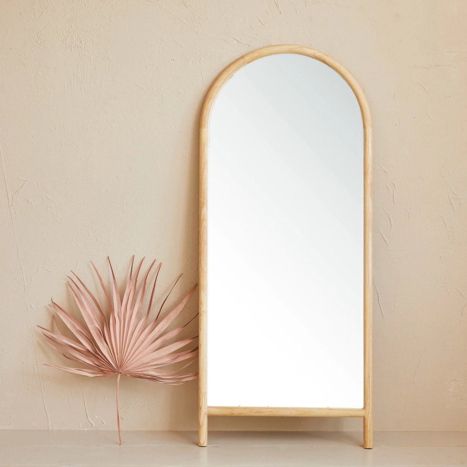 Mango Wood Framed Footed Floor Mirror, Natural - Image 0