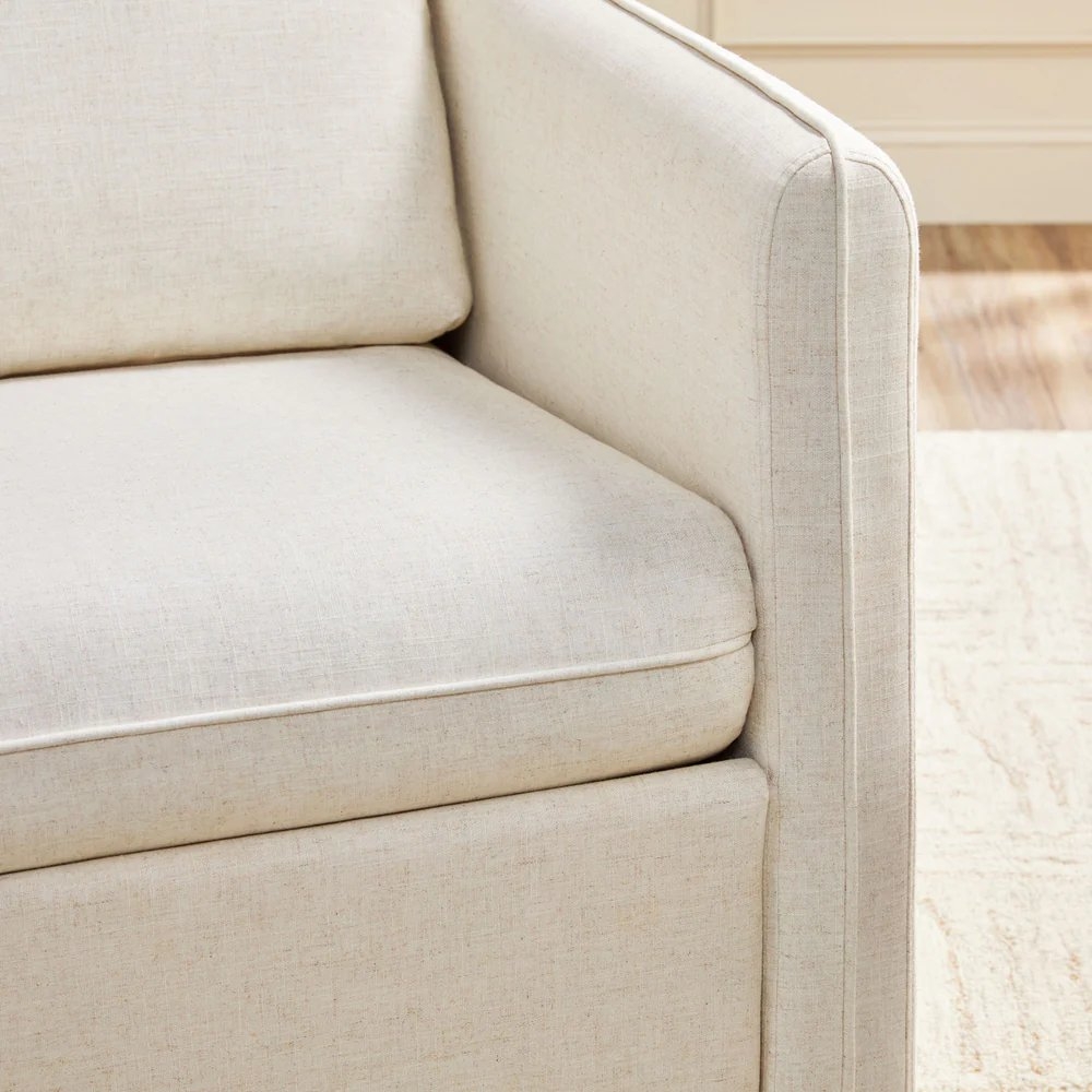 Nash Modern Farmhouse Easy Assembly Linen Swivel Accent Chair - Image 3