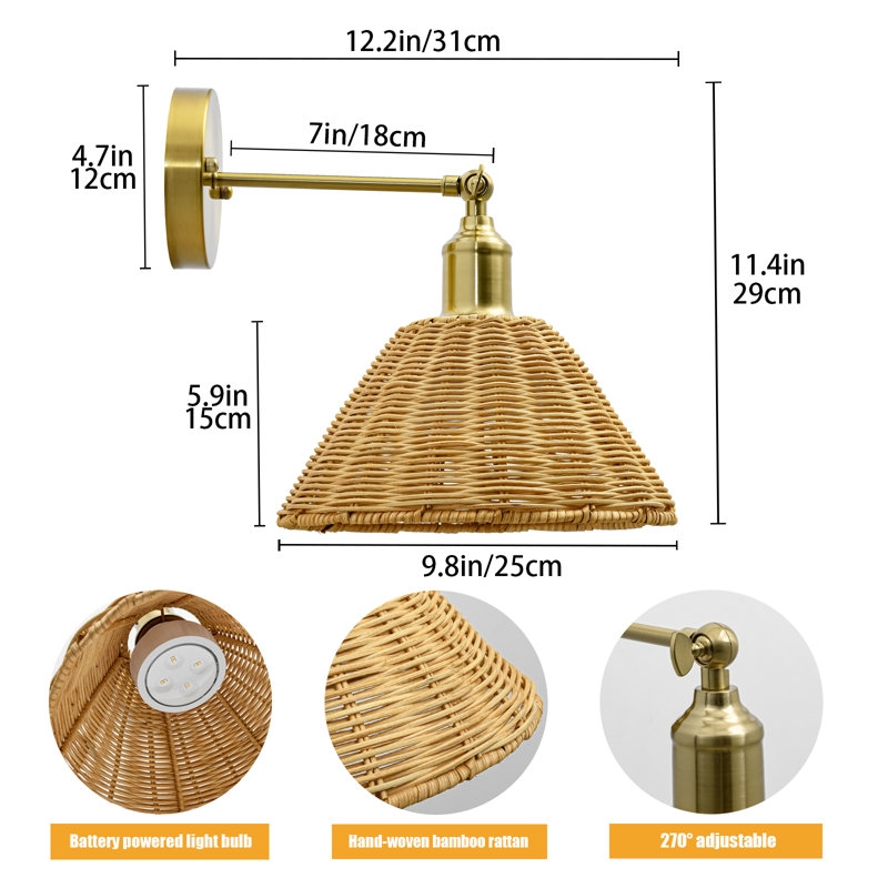 Rattan Battery Operate Wall Sconce - Image 1