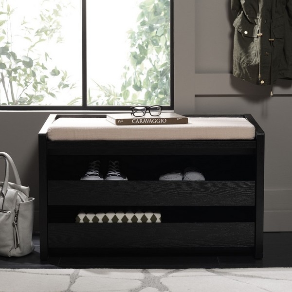 Percy Storage Bench - Black / Beige - Safavieh - Image 1