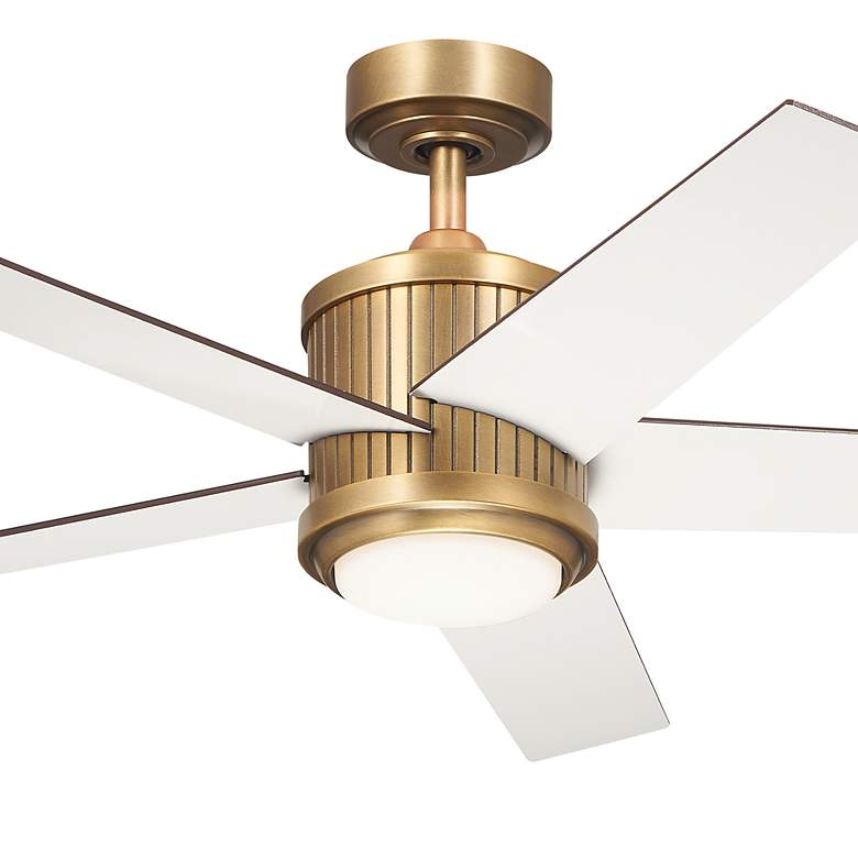48" Kichler Brahm Natural Brass LED Indoor Ceiling Fan with Remote - Image 3