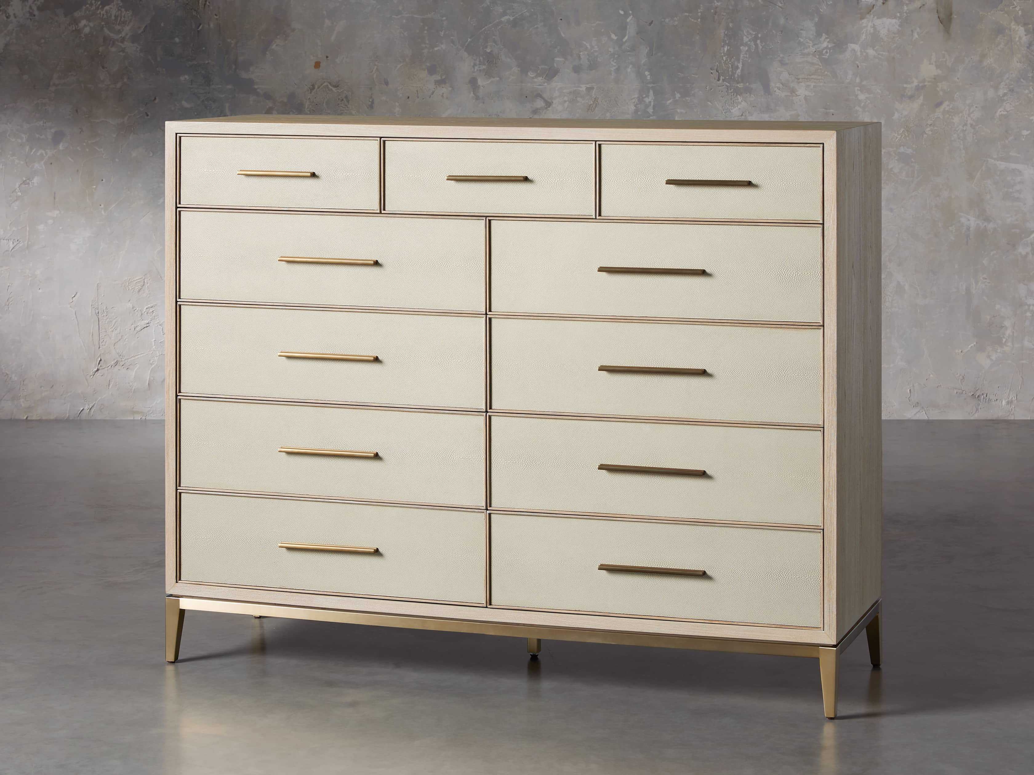 Malone Eleven-Drawer Dresser in Shagreen Natural  Bone - Image 3