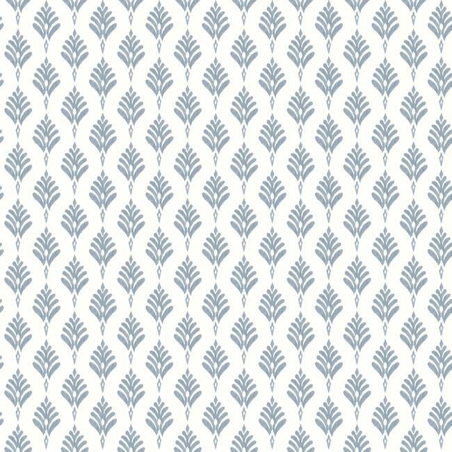French Scallop Wallpaper, Chambray - Image 0