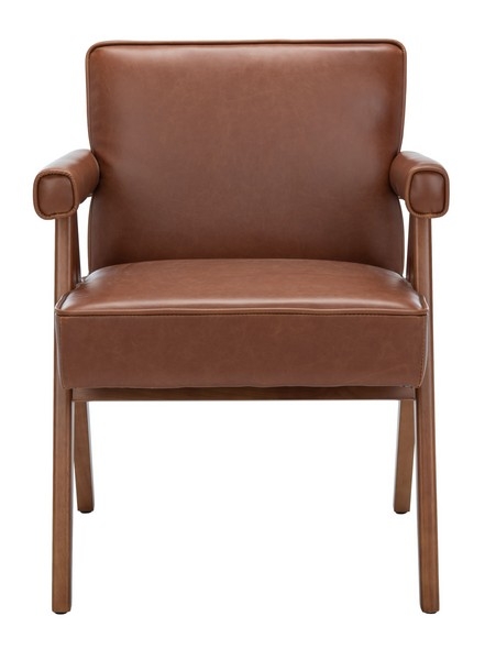 Suri Mid Century Arm Chair - Cognac / Walnut - Safavieh - Image 1