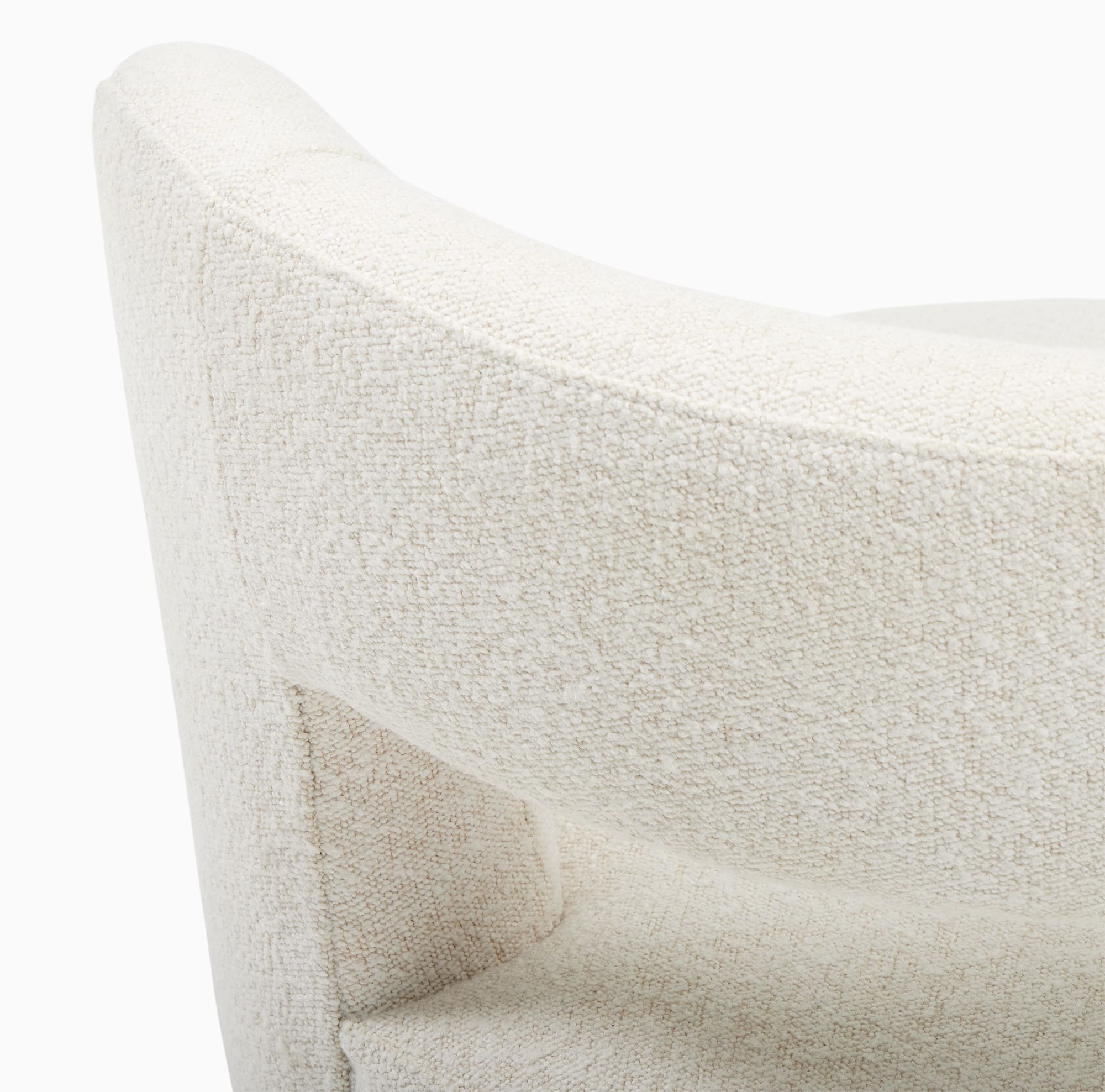 Millie Swivel Chair, Poly, Chunky Boucle, White, Concealed Supports - Image 7