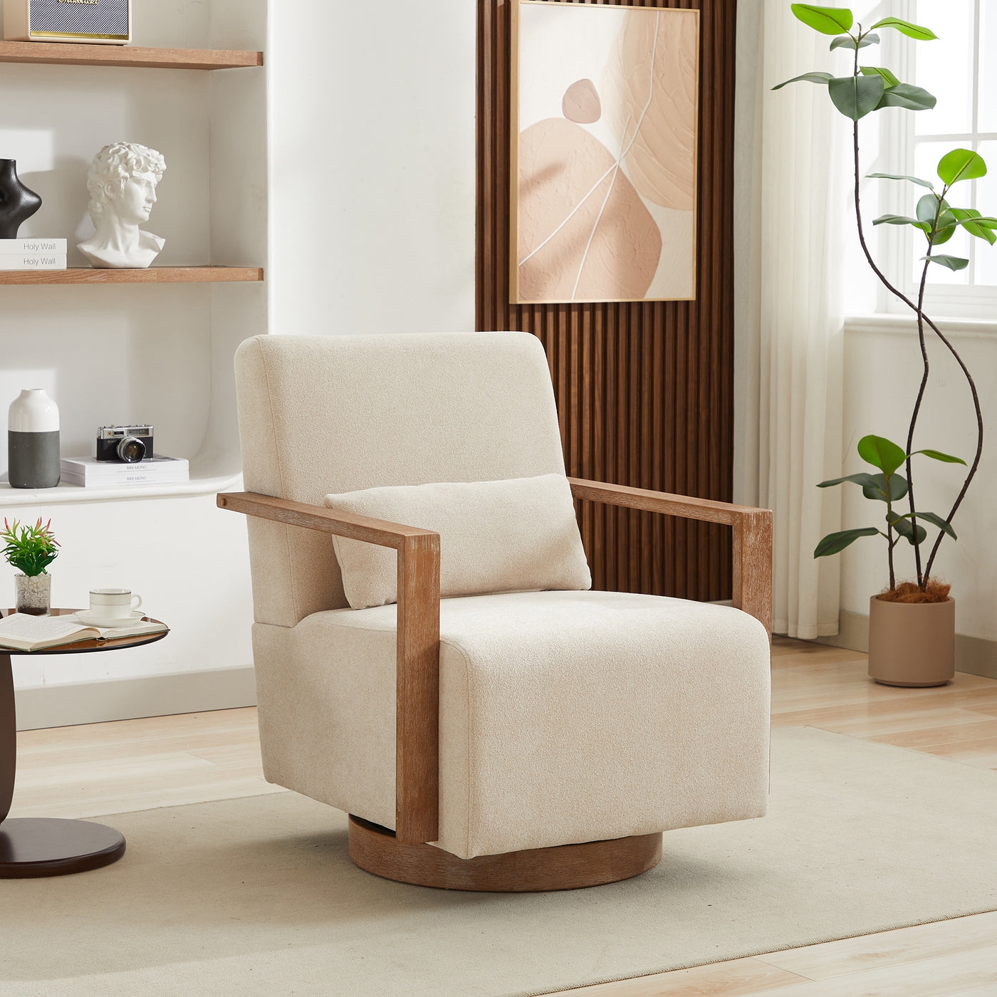 Contour & Co. | Linen Swivel Modern Accent Chair - Image 1