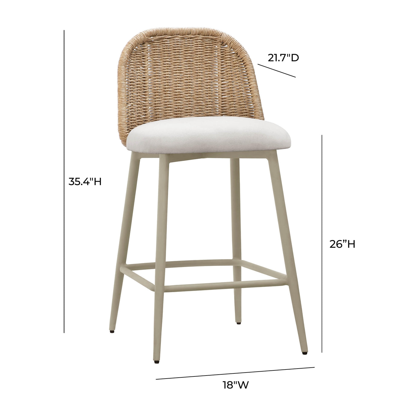 Alexa Cream Performance Fabric Outdoor Counter Stool - Image 3