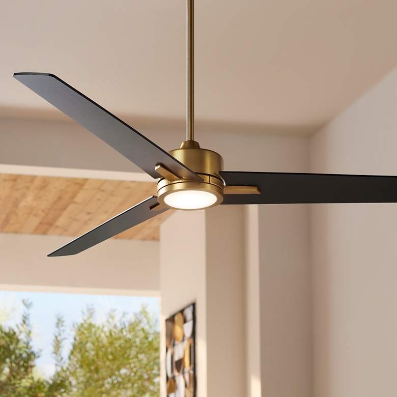60" Casa Vieja Monte Largo Soft Brass LED Ceiling Fan with Remote - Image 3