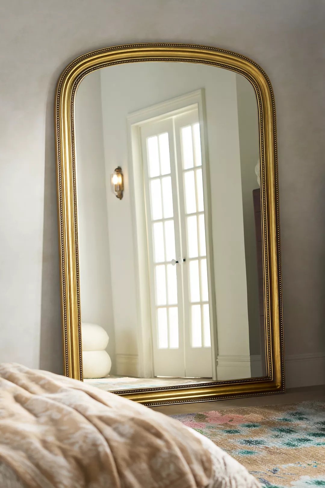 The Gleaming Louie Beaded Arched Floor Mirror - Image 0
