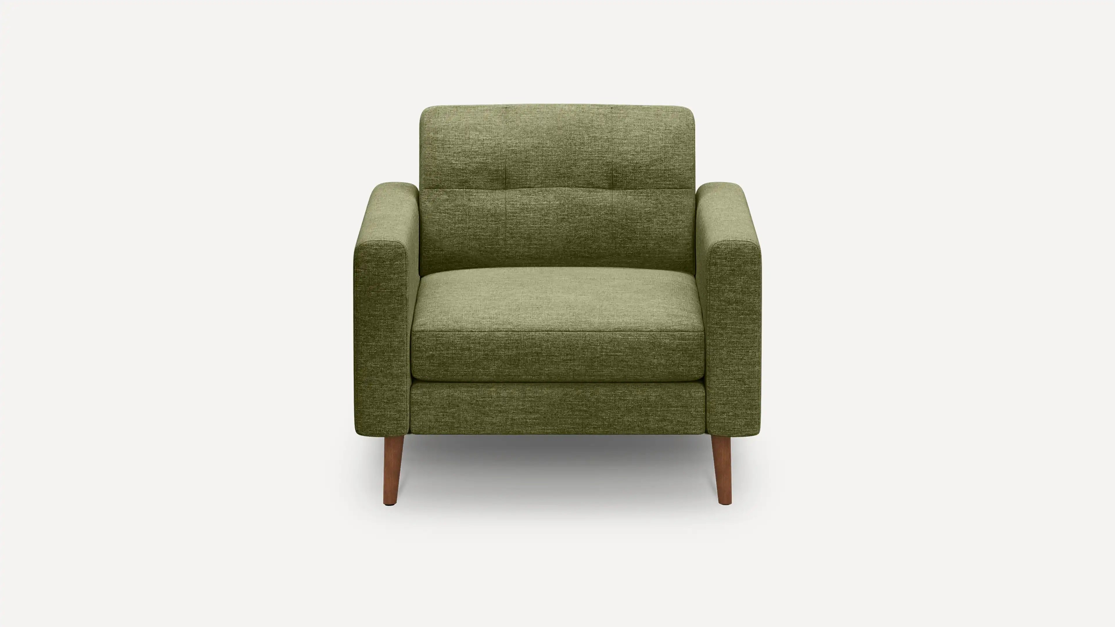 Nomad Armchair - Moss Green - Performance Basketweave / Walnut - Wood / Block - Image 0