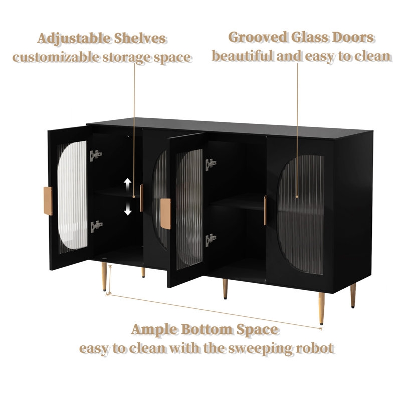 Jasminerose Modern Sideboard with Adjustable Shelves and 4 Glass Doors - Image 2