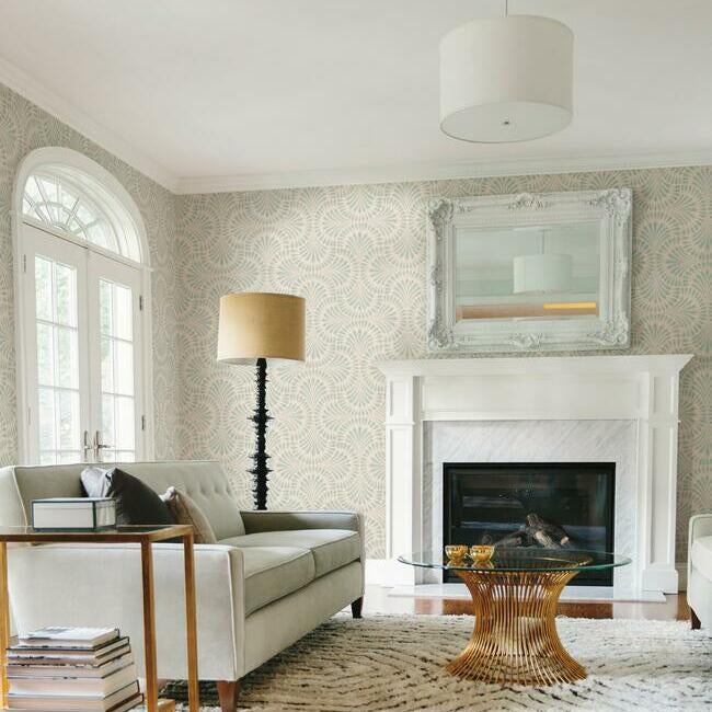 Cabaret Unpasted Wallpaper, Cream / Spa Blue - Image 1