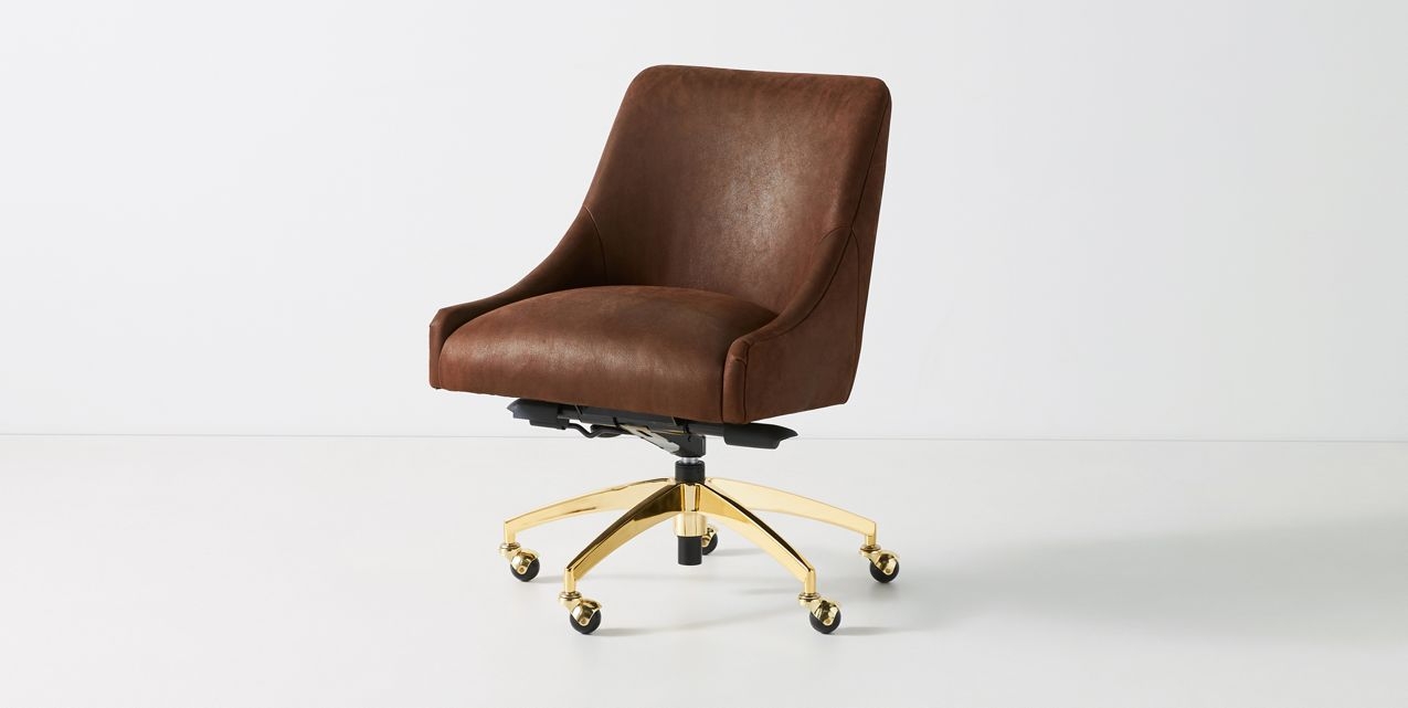 Elowen Leather Swivel Desk Chair - Image 1