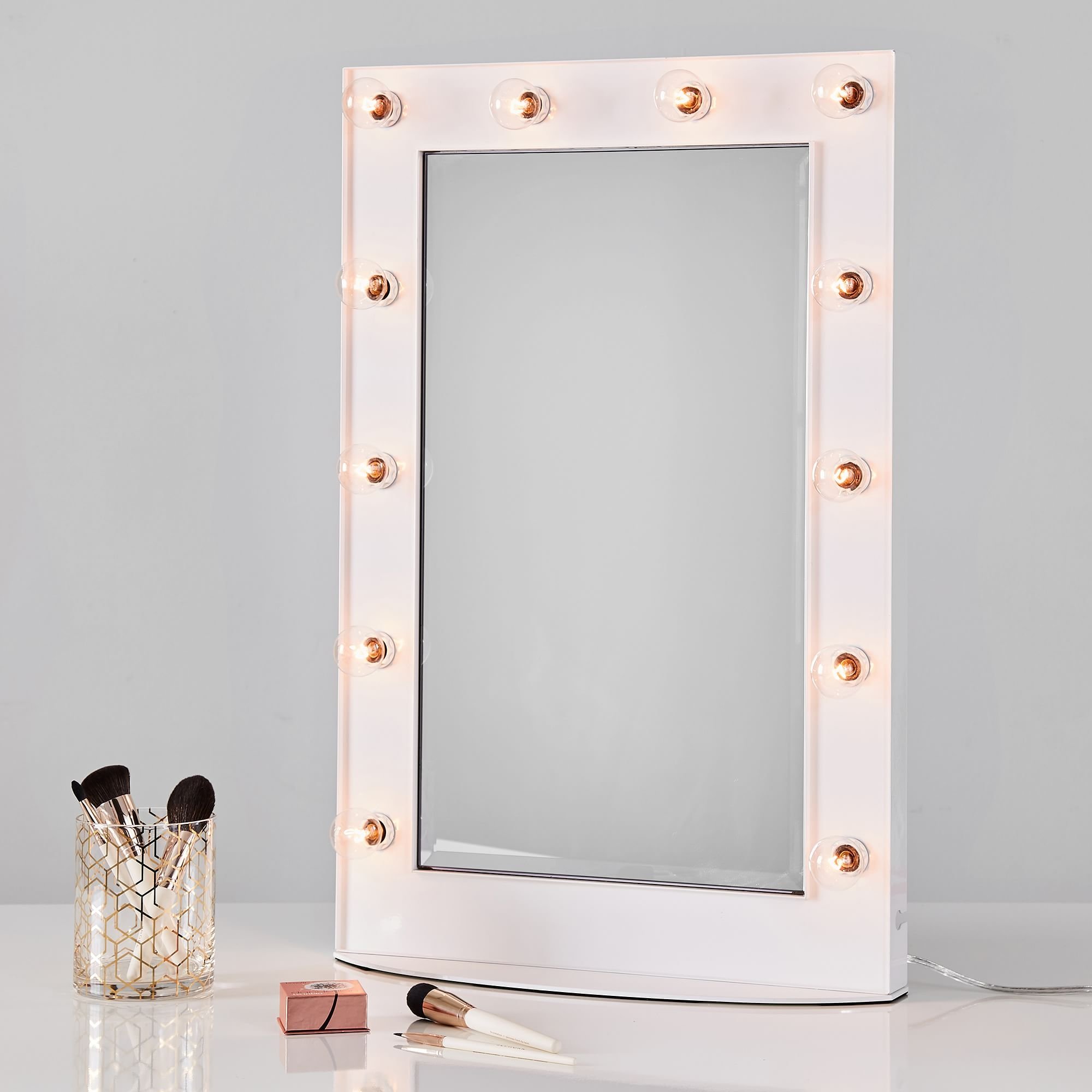 Vanity Marquee Beauty Mirror, White - Image 0