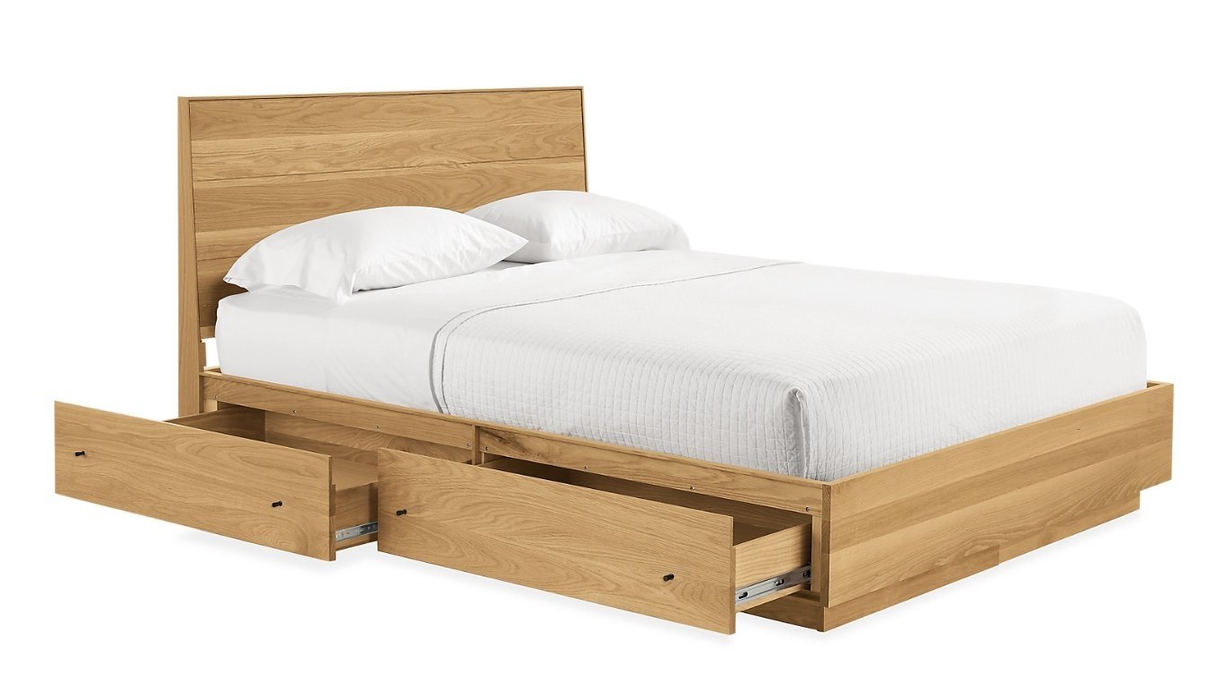 Hudson Bed with Storage Drawers-White oak-Natural Steel - Image 2