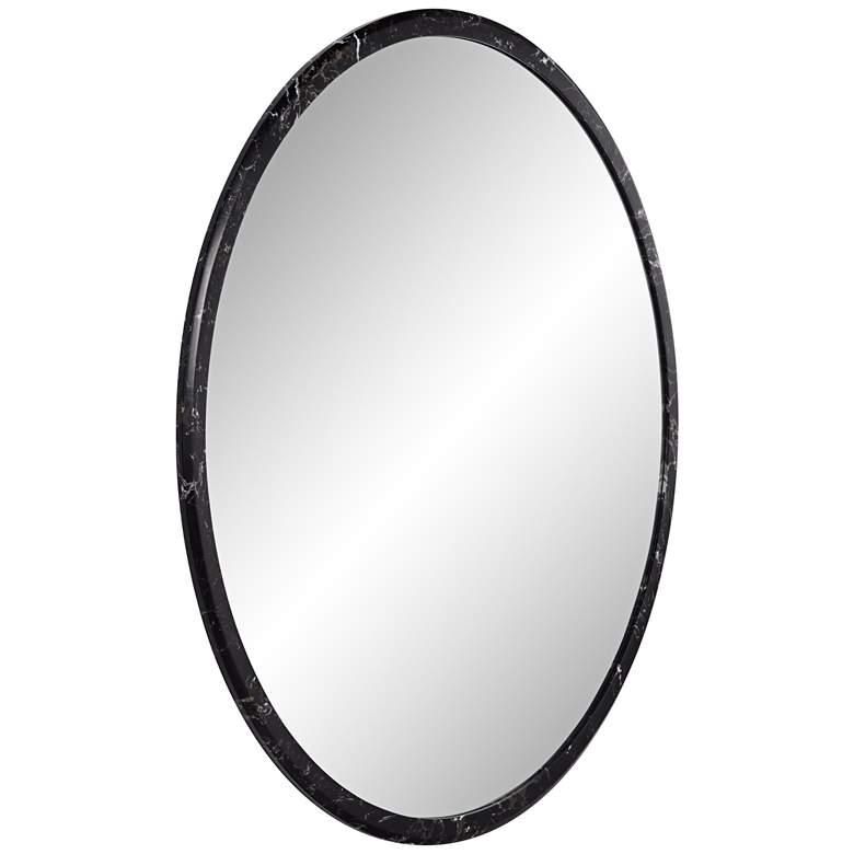 Possini Euro Harriet 34" Wide Black Faux Marble Round Wall Mirror - Image 2