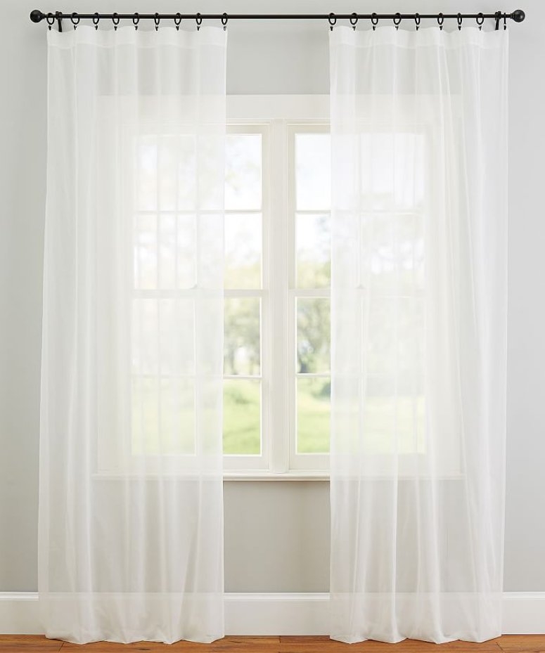 Classic Voile Sheer Curtain, Set of 2, 96", White - Image 0